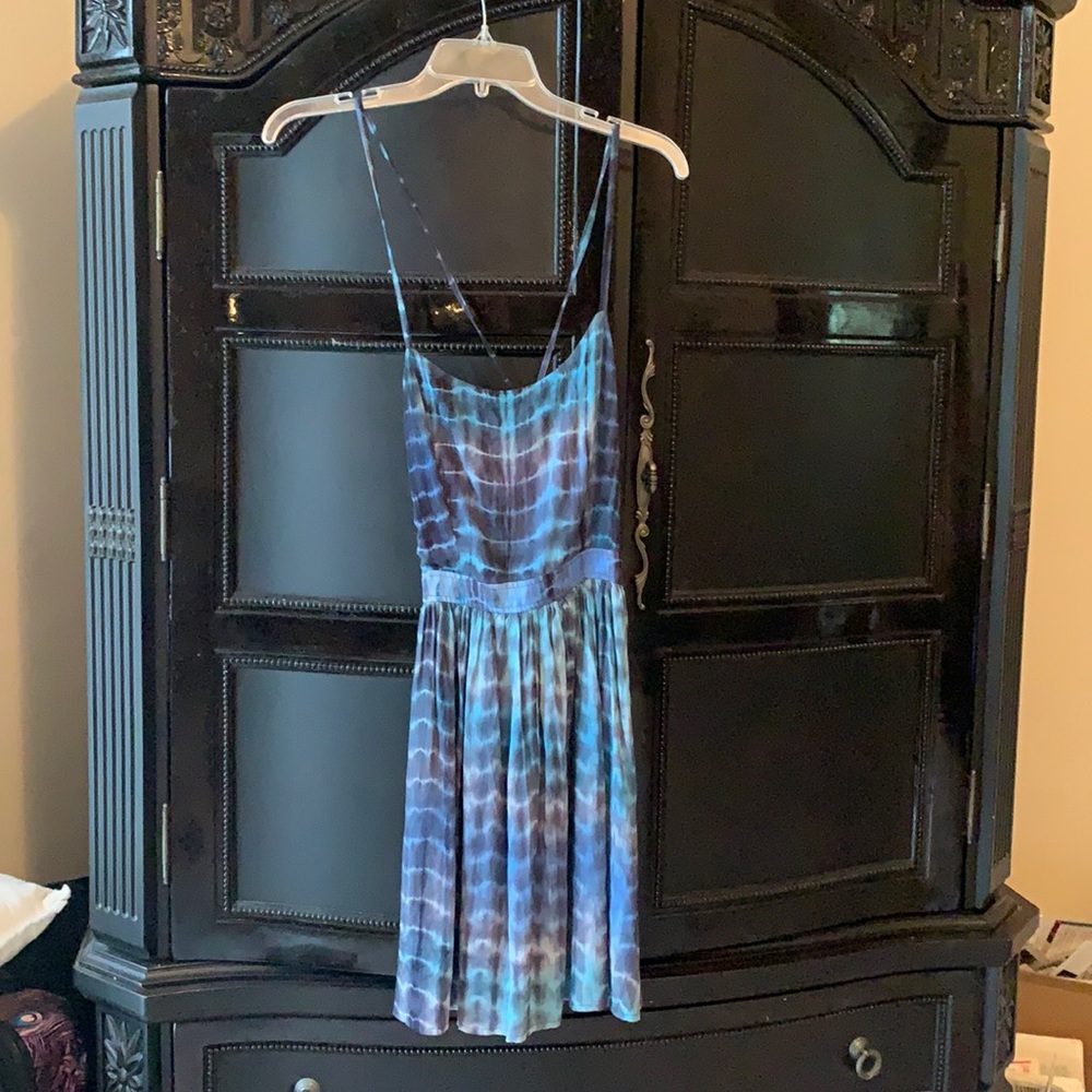Cotton tie dye sundress, beautiful blue tones, S